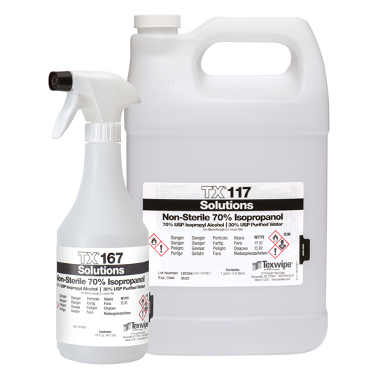 Texwipe 70% Isopropyl Alcohol, non-sterile, TX167, TX177 Solution