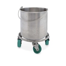 Stainless steel shower bucket in thermoasp wood