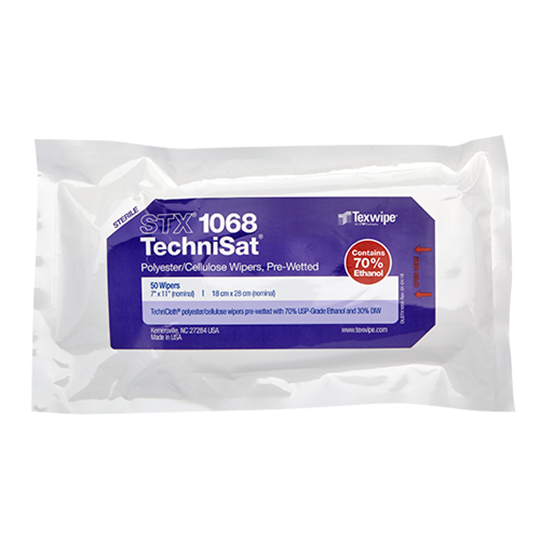 Sterile TechniSat® STX1068 Pre-Wetted Nonwoven Cleanroom Wipers
