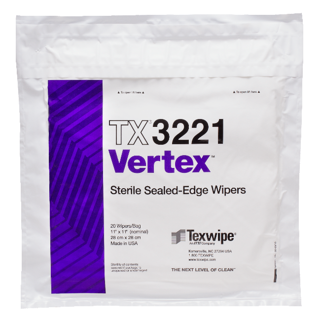 テックスワイプ（Texwipe） 滅菌バーテックスワイパー Sterile Vertex（R） 280×280mm TX3221 (1箱(10 取り寄せ商品 - 1