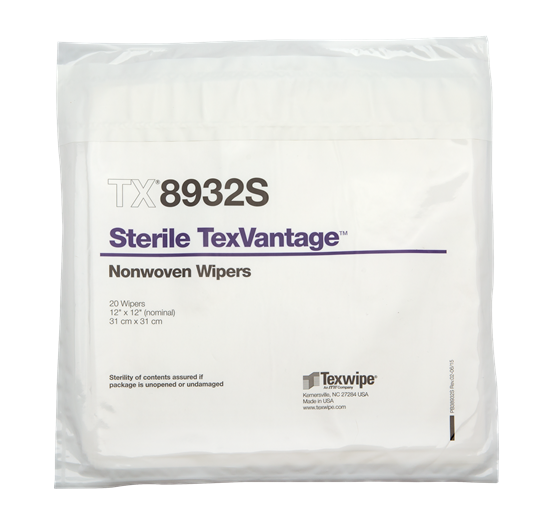TexVantage™ TX8932S Dry Nonwoven Cleanroom Wipers, Sterile