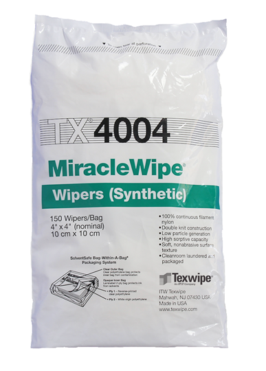 MiracleWipe® TX4004 Dry Nylon Cleanroom Wipers, Non-Sterile