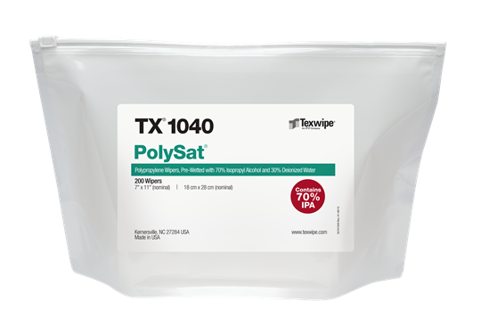 PolySat® TX1040 Pre-wetted Cleanroom Wipers, Non-Sterile