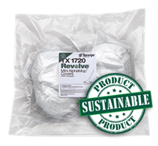 REVOLVE Mini AlphaMop™ Sustainable Integrated Covers/Pads, Non-sterile TX1720