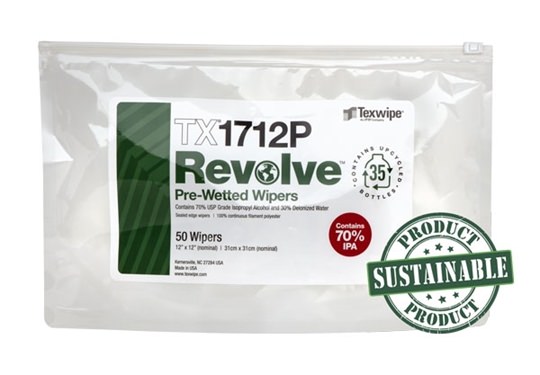 REVOLVE™ TX1712P Pre-Wetted, Cleanroom Wipers, Non-Sterile	