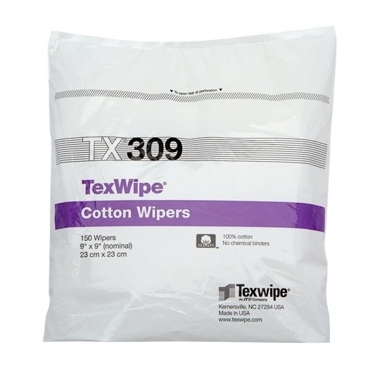 TexWipe® TX309 Dry Cotton Cleanroom Wipers, Non-Sterile