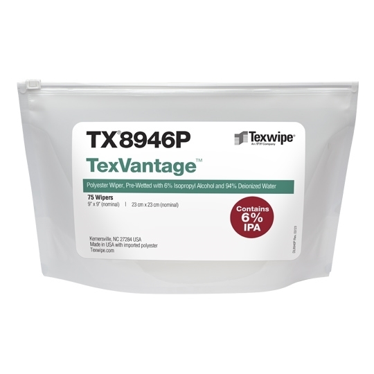 Picture of TexVantage™ Polyester TX8946P Pre-wetted Cleanroom Wipers, Non-Sterile