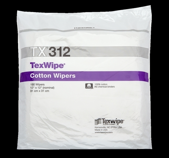 TexWipe® TX312 Dry Cotton Cleanroom Wipers, Non-Sterile