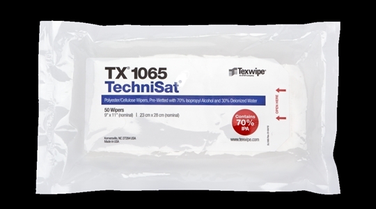 TechniSat® TX1065 Pre-Wetted Nonwoven Cleanroom Wipers, Non-Sterile