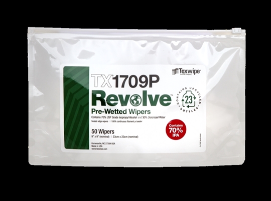 REVOLVE™ TX1709P Pre-Wetted, Cleanroom Wipers, Non-Sterile 