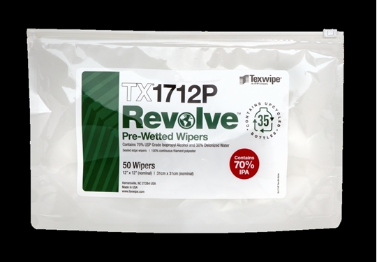REVOLVE™ TX1712P Pre-Wetted, Cleanroom Wipers, Non-Sterile 